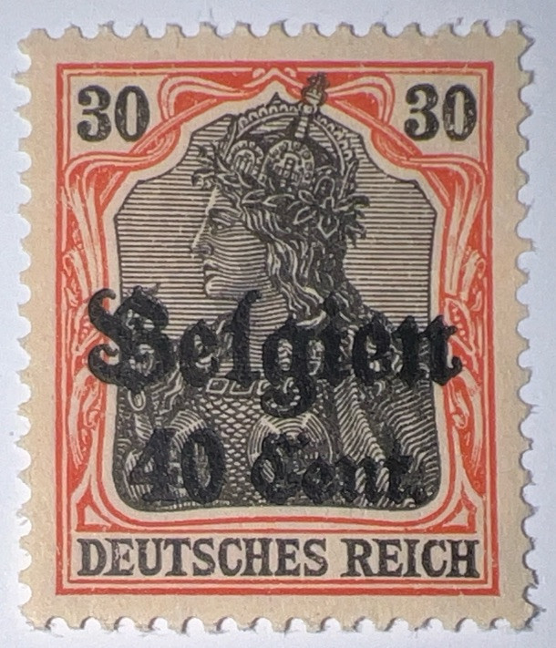 Travelstamps: Germany Offices in Belgium Stamps 30pf w/ 40c OP MOGH Wmk