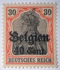 Travelstamps: Germany Offices in Belgium Stamps 30pf w/ 40c OP MOGH Wmk