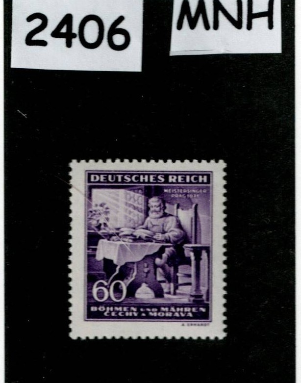 MNH stamp 1943 Sc 85 Richard Wagner WWII Germany Occupation of BaM #2406