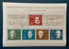 GERMANY Deutsche Bundespost 1959 MNH Beethoven Sheet Mi BL2 Scott 804 VF 4675