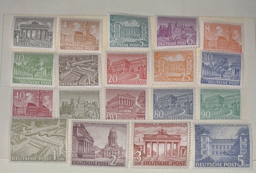 GERMANY 1949 BERLIN BUILDINGS SET SC#9N42-9N60 COMPLETE SET 19 STAMPS
