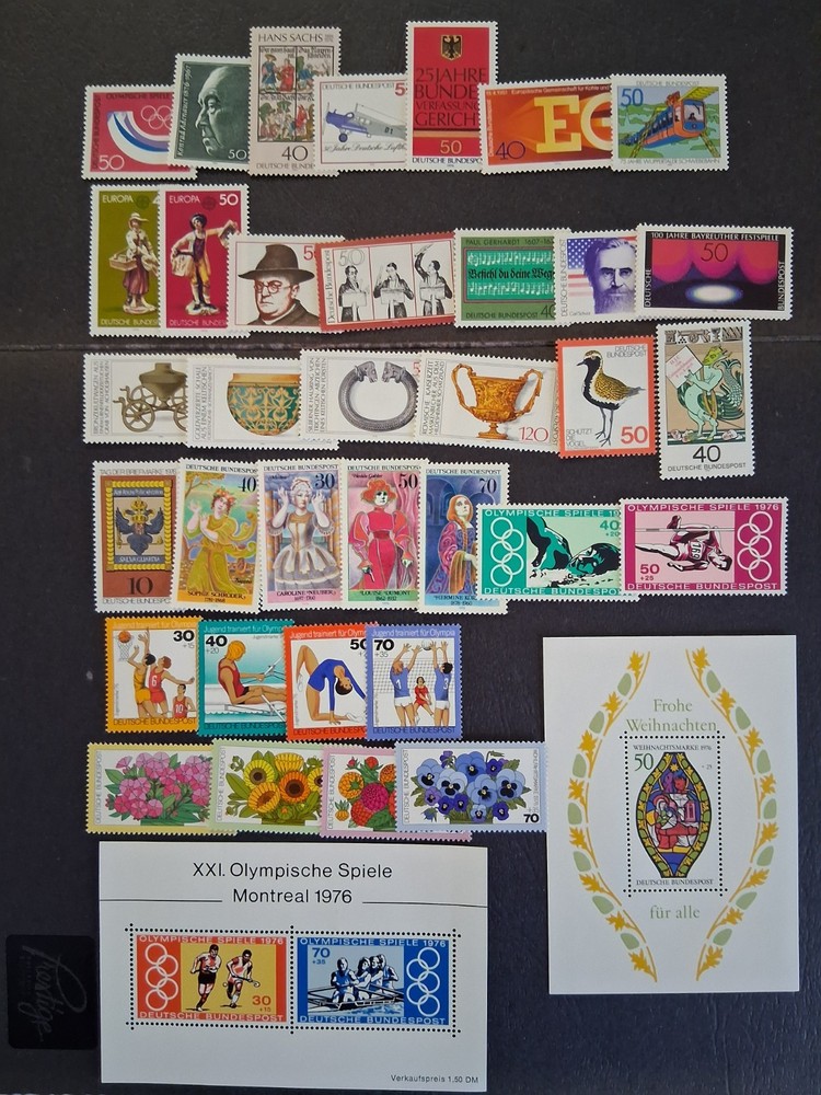 Germany 1976 Complete Stamp Year Set MNH Mint Never Hinged 35 Stamps & 2 SS