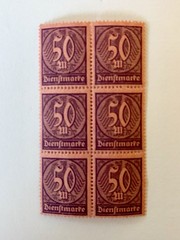 Germany Stamps Deutsches Reich Dienstmarke 50 Mark 1922 Block Of 6- MNH