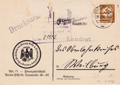 Card Stamp Germany Mi Dienst Official 132 WWII 1937 Berlin
