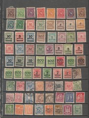 Germany lot of 71 MH and used stamps cancels dates locations numerals Eagle etc
