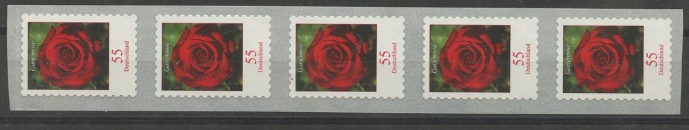 Germany FRG 2008 Michel 2675 Flowers Self-adhesive Coil Strip of 5 w/ Control #