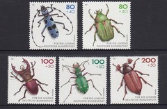 GERMANY – 1993 YOUTH WELFARE FUND set of 5 MNH – BEETLES ,Insects ,Wildlife