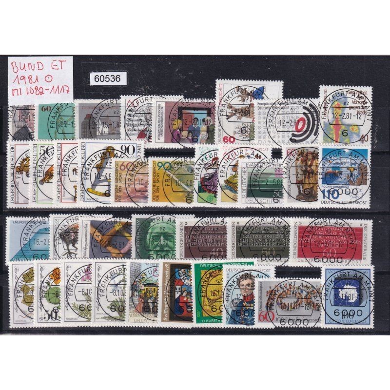 Federal Republic of Germany 1981, Mich.-Nr.: 1082-1117 Stamped Frankfurt…