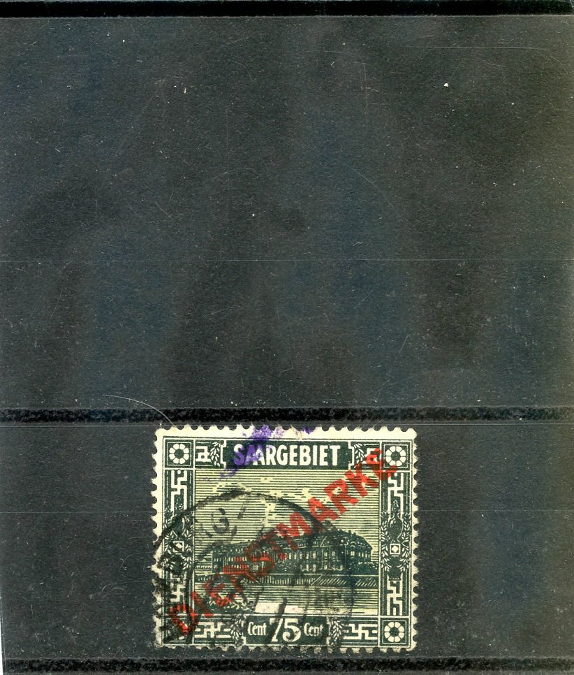 SAAR Sc O13(MI D10I)F-VF USED 1922 75c DARK ULTRAMARINE/ORANGE WHITE PAPER $65