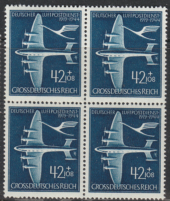 Stamp Germany Mi 868 Sc B252C Block 1944 WW2 War Airmail De auer Airplane MNH
