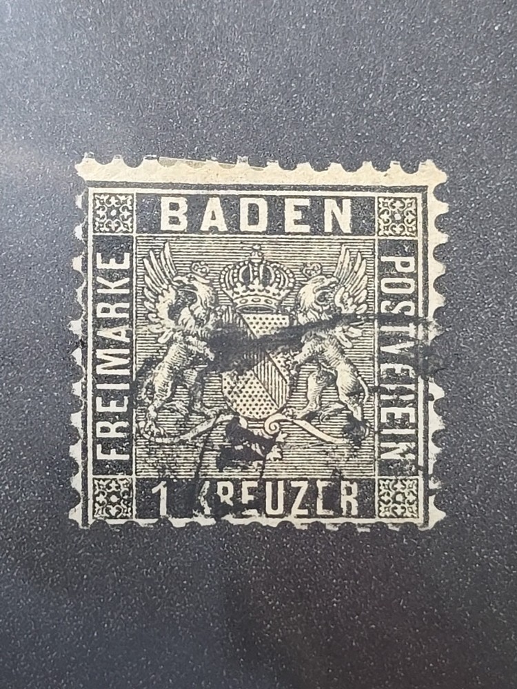 Joystamp: Germany State Baden SC# 15 Black Used Perf 10 CV$88