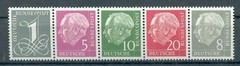 GERMANY 1954 179-285Y ** MNH HEUSS STRIP good WATERMARK (48663