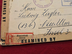 1946 Post WW2 WWII German registered letter cover envelope w Military Censor