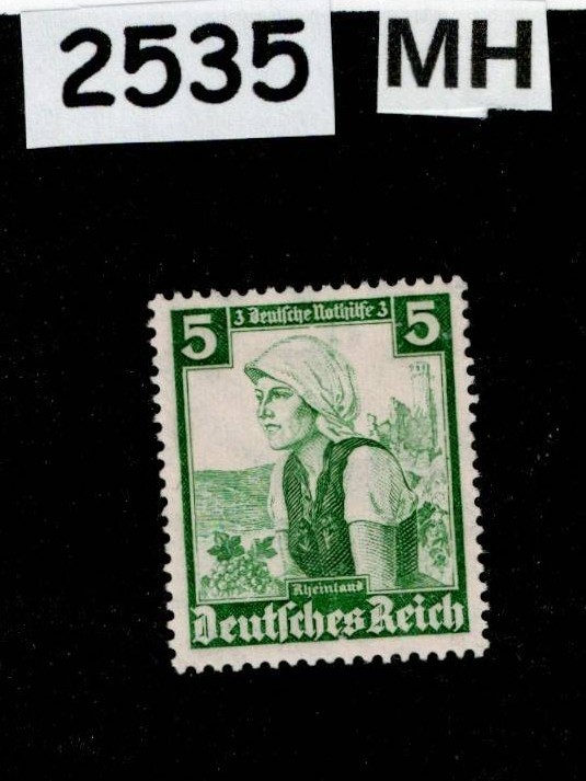 MH stamp 1935 Sc B71 Native Costumes Rheinland Third Reich era Germany #2535