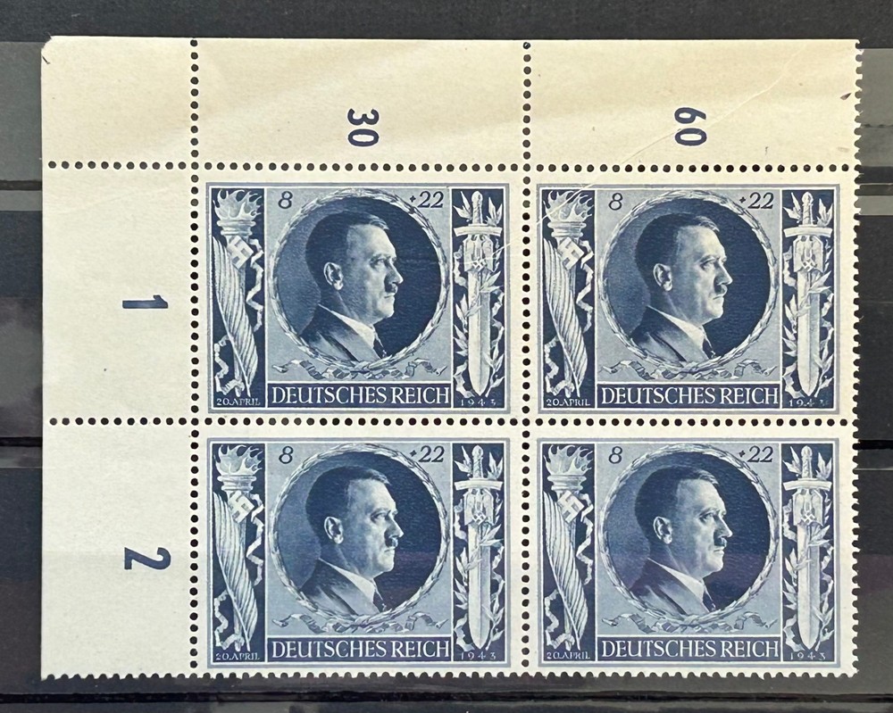 1943 German stamps block – 54th Birthday of A. Hitler 8+22 rpf MNH /BL47