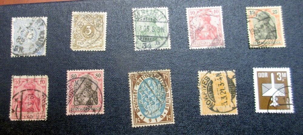 10 Vintage Stamps from Germany & DDR – Used (See Scott Numbers Below)