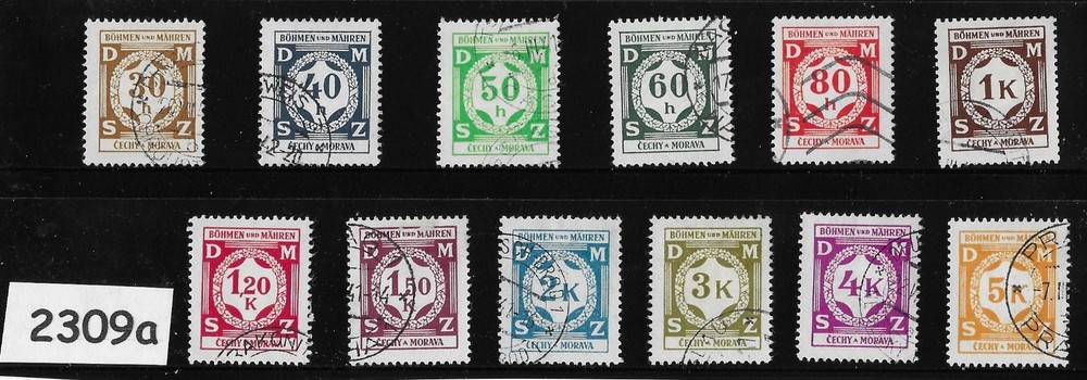 Stamp set Sc O1-12 / WWII German BaM Occupation Third Reich Officials #2309a
