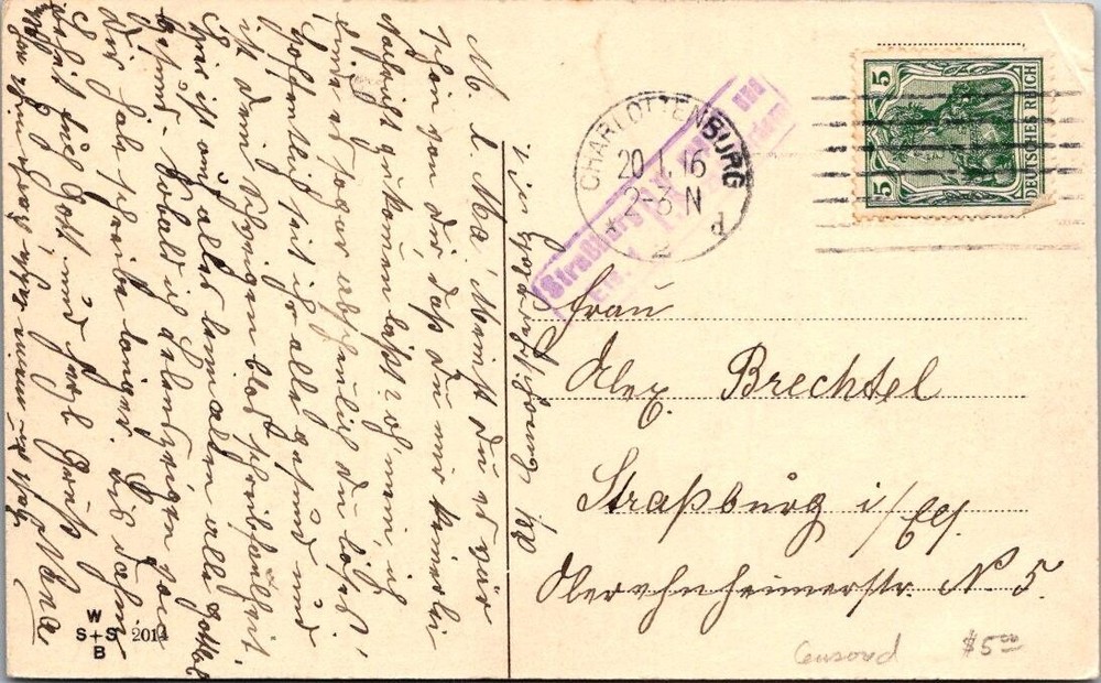 Germany Feldpost 1916 Charlottenburg PPC – J15859