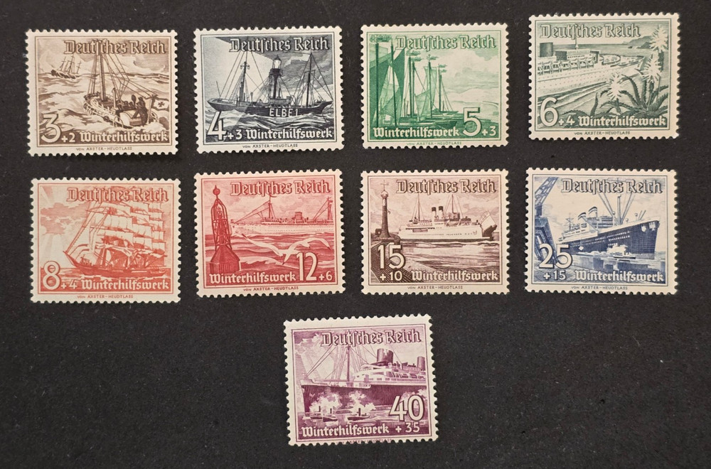 WWII Nazi German Third Reich NSDAP WHW Winter Help Harbor Ships Boats Stamp set