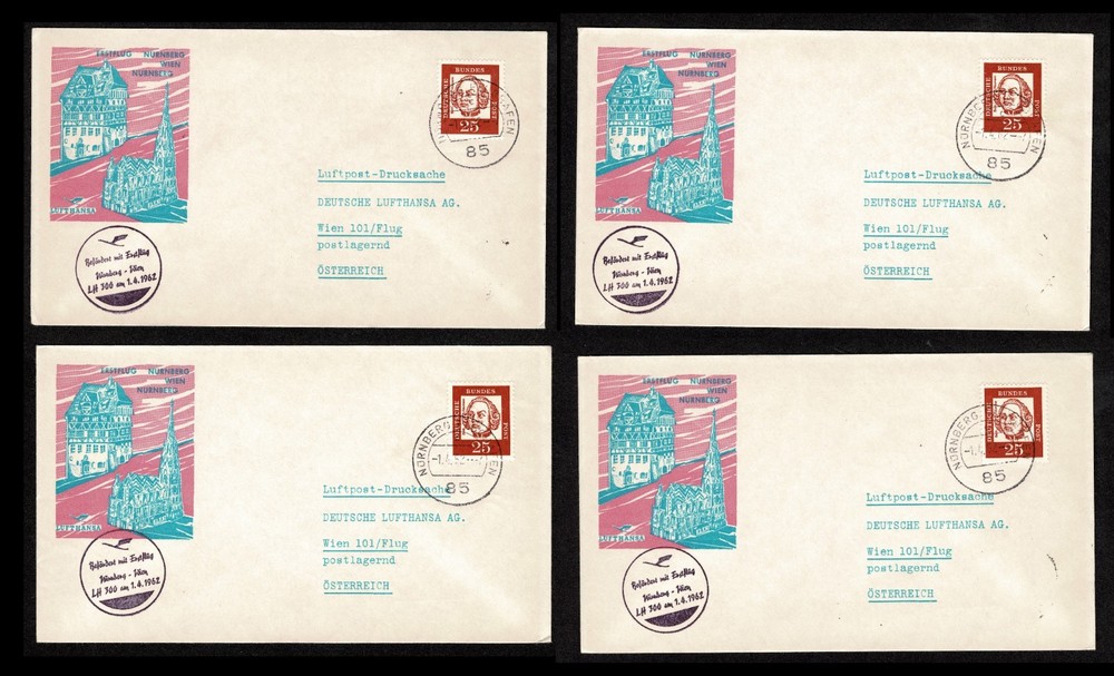 4 GERMANY (FEDERAL REPUBLIC) – 1962 Lufthansa First Flight Nürnberg–Wien Airmail
