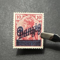 1920 Free City Of Danzig MVLH Double Blue Overprinted Signed Collectible Stamp