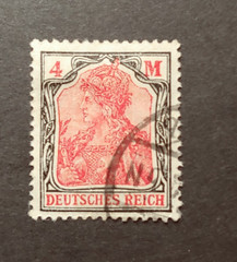 GERMANIA SURCHARGE SET 4DM VF USED REICH GERMANY DEUTSCHLAND K18