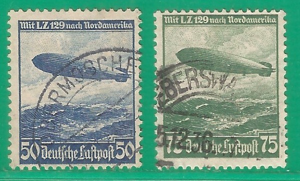 Germany Reich 1936 year , used stamps Mi # 606-607 airship