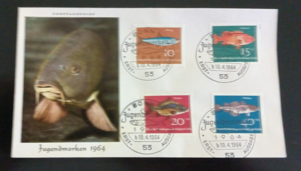 Germany 1964 FDC First Day Cover Jugendmarken Fish