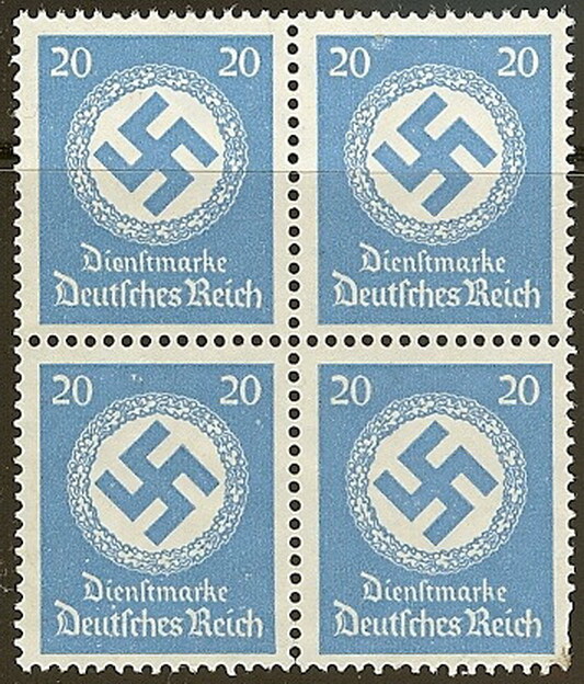 Stamp Germany Official Mi D140 Block 1934 WWII Fascism War Emblem Dienst MNH