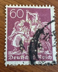 Germany 1921 Iron Workers Lilac 60p Scott 168. Used fine was hinged. CV $20
