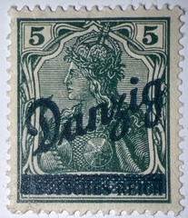 Travelstamps: Germany Danzig Overprint Stamp – 5pf Mi 21 – Mint Og Hinged Wmk