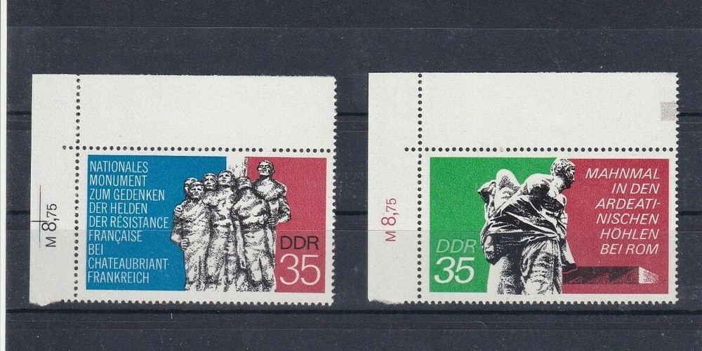 DDR MNH ** 1981-2 S 1582-3 Memorials-left corner margin