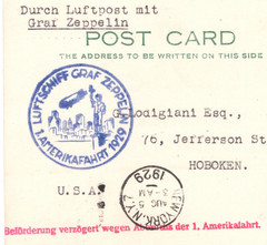 GERMANY Card GRAF ZEPPELIN 2m Air Mail 1929 *1.AMERIKAFAHRT* USA Hoboken KZ302