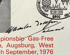 GAS BALLOON WORLD CHAMPIONSHIPS AUGSBURG 1976 AUTOGRAPHED FDC by CHARLES DOLLFUS
