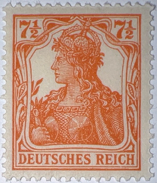 Travelstamps: 1916-1919 Germany Stamps Scott #98 – 7 1/2 pf denomination MNH OG