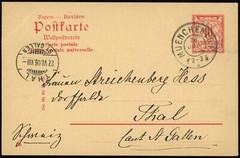 Germany Bavaria Munich to Switzerlan Thal 1906 Stationery Postal Card Translated