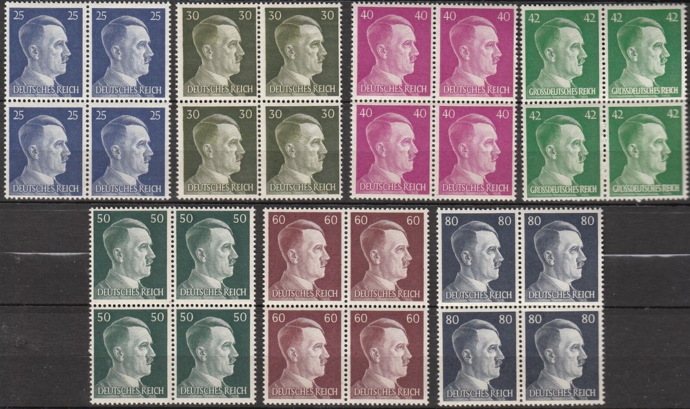 Stamp Germany Mi 793-98 Sc 518-23 Block 1941 WWII Fascism Hitler Head Set MNH