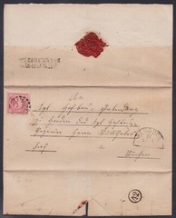 Bavaria SG 23 on Cover NEUBURG to MUNICH in 1863 – Open Mill Wheel 381 Cancel