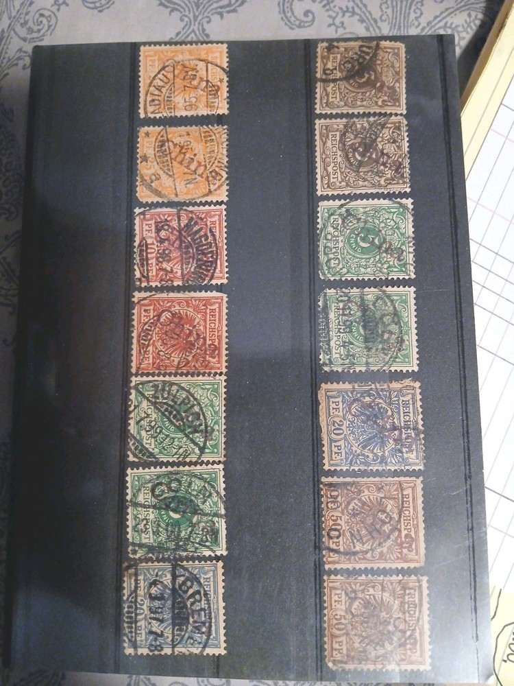 German Empire REICHPOST Lot Of 14 Used Eagle & Shield Issue 1pf-50pf Mixed Lot!!