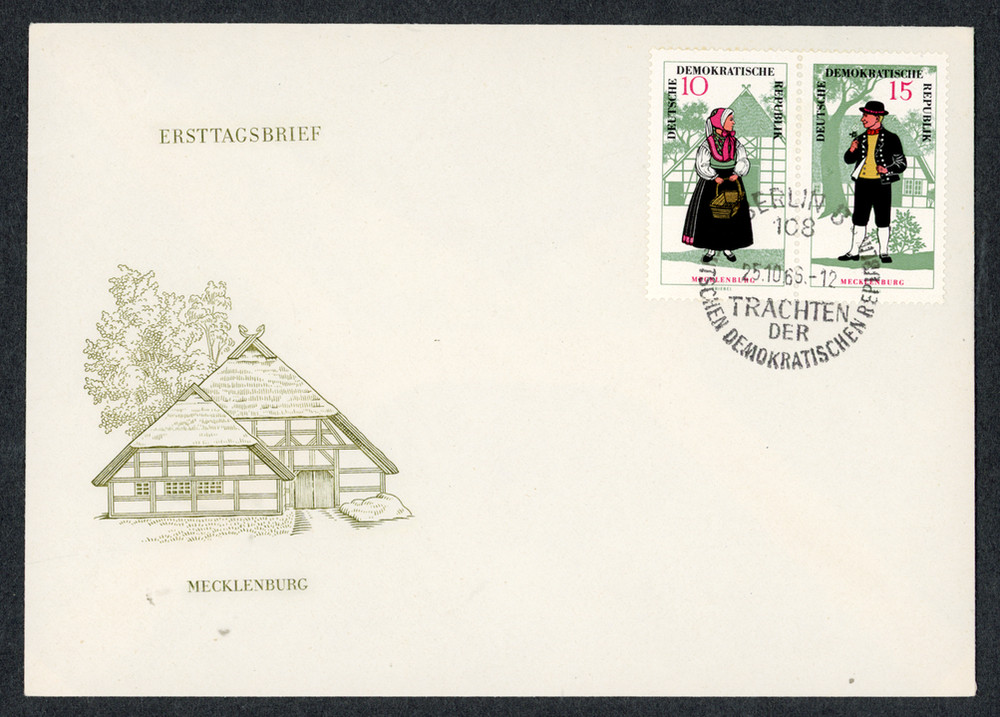 DDR #861-862 Folk Costumes First Day Cover Berlin 1966 Mecklenburg Traditional H