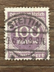 Germany. 1923 Issue. 100 Mark Purple. Used. Postmark – Stettin. See Description
