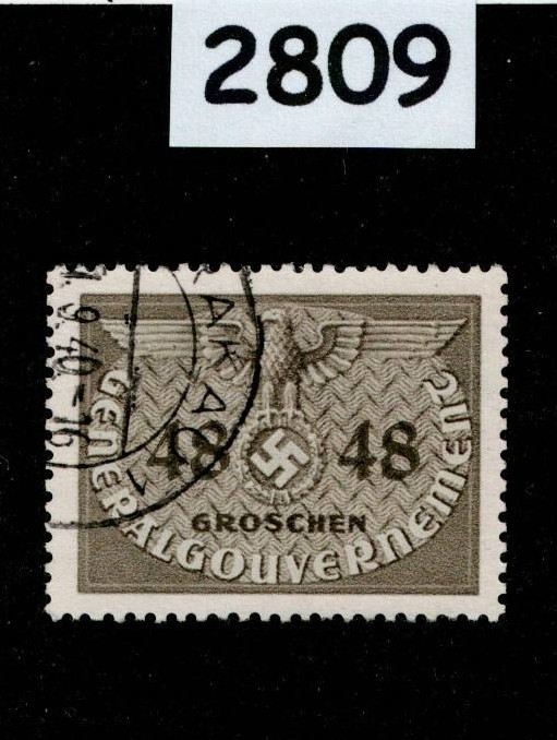 Used Stamp Sc N09 Official General Government Swastika Poland WWII #2809