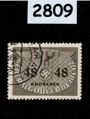 Used Stamp Sc N09 Official General Government Swastika Poland WWII #2809