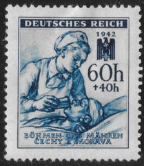 1942 VINTAGE German stamp – 60h + 40h – Deutsches Reich – health – see scan