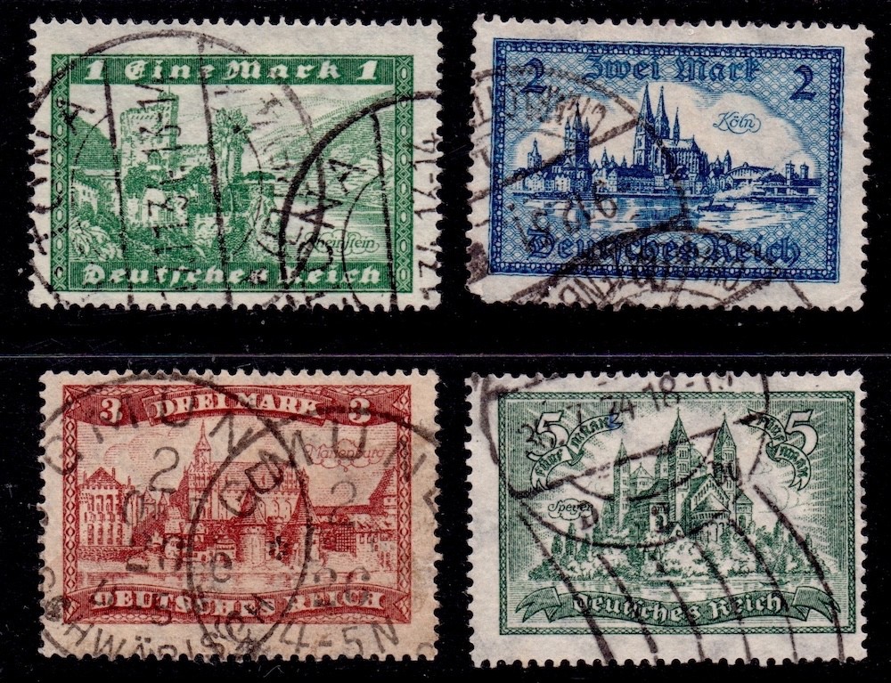 EBS Germany 1924 – Buildings – Bauwerke – Michel 364-367 X – Used – cv $57 – (u9