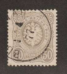 1975-7 Germany Sc# 34 – 50pf & Coat of Arms, Eagle. Used Cv$11.00