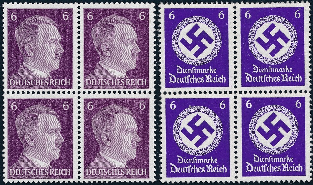 Stamp Selection Germany Block WWII 3rd Reich Hitler Official 6PF Pair MNH