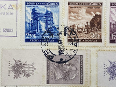 1941 BOHEMIA & MORAVIA TAB REGISTERED PRAGUE TO DOBRIS, Czech Republic.