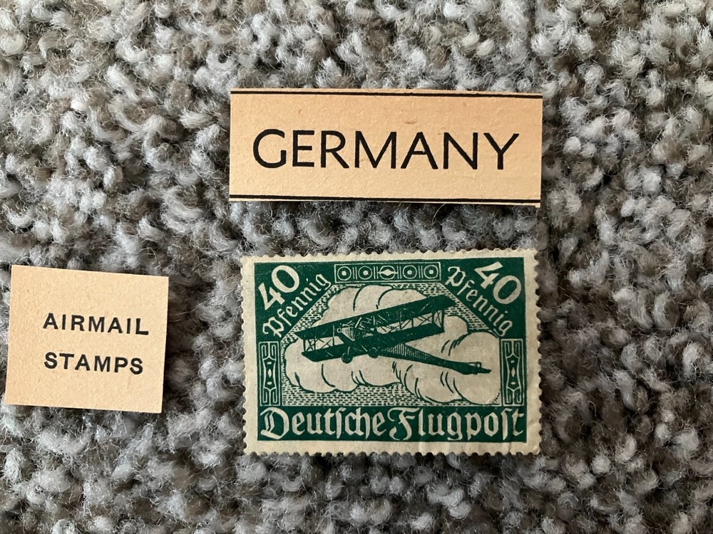 Germany Stamp – Scott #C2 – Mint – 1919 – Airmail – Biplane – Green – 40 cent