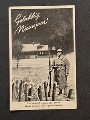 1939-1940 Dutch Mobilization Soldier New Year Postcard Winter Guard Border RPPC